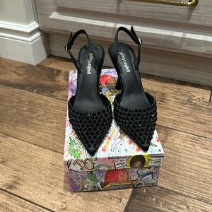 Shiner slingback - Black Satin